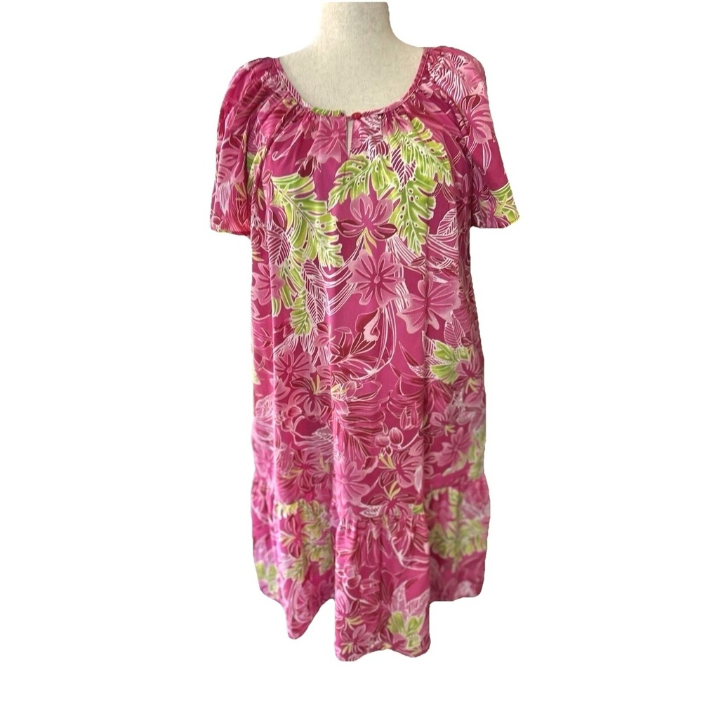 Vtg CW Classics Muu Muu Kaftan Floral Palm Tropical Lounge Patio Dress Size XL